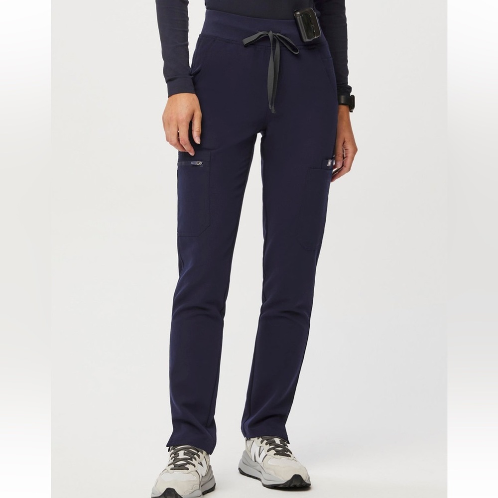 FIGS NAVY BLUE HIGH WAISTED YOLA SKINNY SCRUB PANT TALL LENGTH